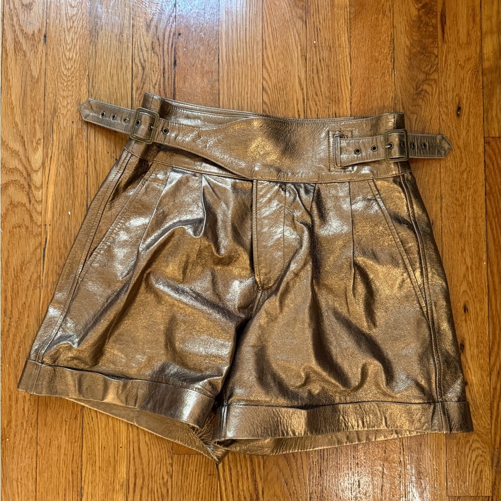 Banana Republic Gold Leather Size 0 Women's Shorts